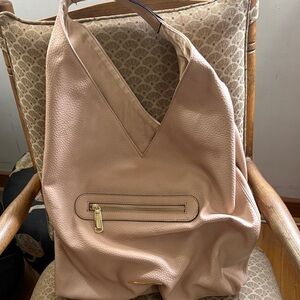 Chic Blush Hobo Bag with Gold Accents